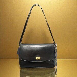VTG Coach Madison Royalton Bag 4403 Black Caviar Leather Flap Turnlock 90s Italy